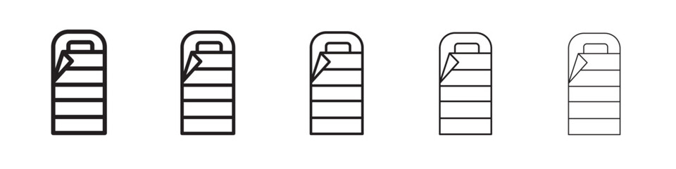 Sleeping bag icon thin flat outline style vector sign