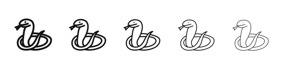 Snake icon thin flat outline style vector sign