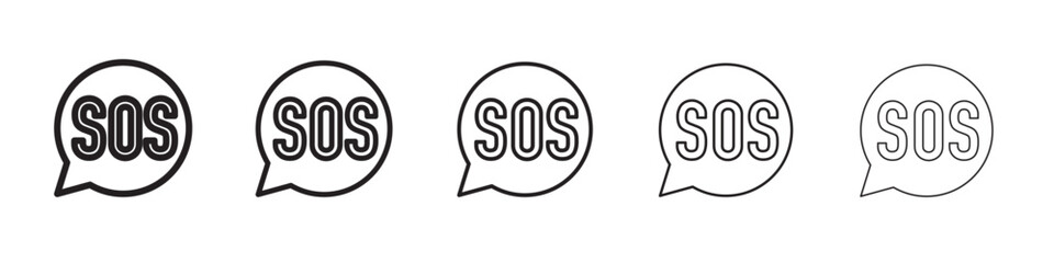 SOS Emergency icon thin flat outline style vector sign