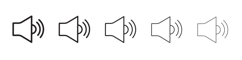 Speaker icon thin flat outline style vector sign