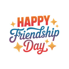 Stylized celebratory graphic for happy friendship day isolated on a transparent background