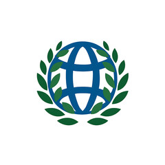 vector logo of Globe with olive leaves isolated on transparent background