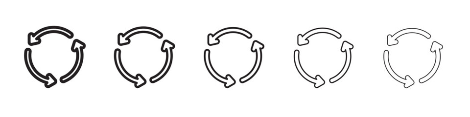 Synchronization icon thin flat outline style vector sign