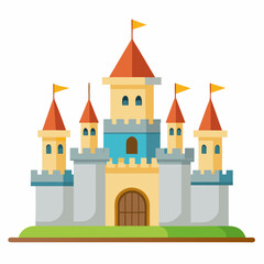Castle Vector Minimalistic Asseton White Backgroun (2) | Minimalistic Vector Illustration for Nature, Kids & Decor Themes