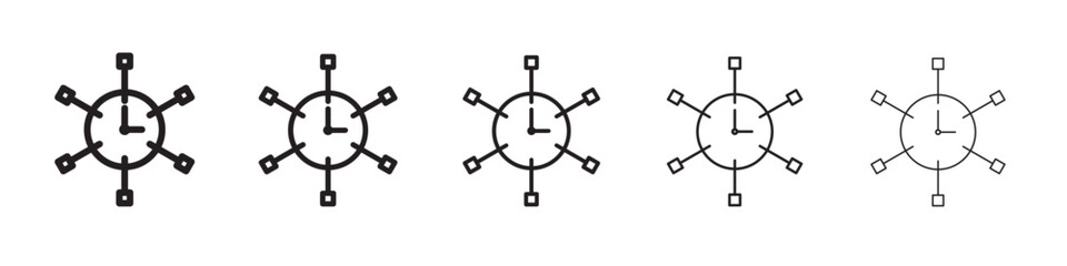 Time management icon thin flat outline style vector sign