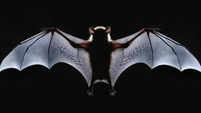 Majestic bat with outstretched wings silhouetted against a dark background, showcasing its unique anatomy