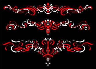 Floral art illustration. Vintage pinstripes art motorcycle and car. Retro and vintage ornaments. For vinyl sticker, painting template, tattoo, apparel, merchandise, border, frame. Vector Eps 10.