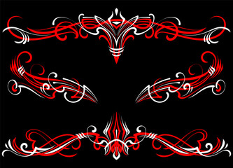 Floral art illustration. Vintage pinstripes art motorcycle and car. Retro and vintage ornaments. For vinyl sticker, painting template, tattoo, apparel, merchandise, border, frame. Vector Eps 10.