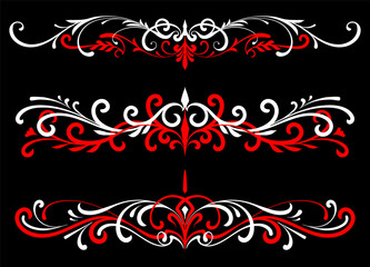 Floral art illustration. Vintage pinstripes art motorcycle and car. Retro and vintage ornaments. For vinyl sticker, painting template, tattoo, apparel, merchandise, border, frame. Vector Eps 10.