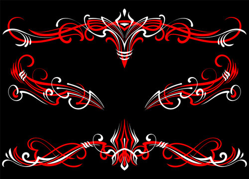 Floral art illustration. Vintage pinstripes art motorcycle and car. Retro and vintage ornaments. For vinyl sticker, painting template, tattoo, apparel, merchandise, border, frame. Vector Eps 10.