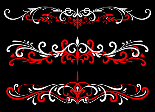 Floral art illustration. Vintage pinstripes art motorcycle and car. Retro and vintage ornaments. For vinyl sticker, painting template, tattoo, apparel, merchandise, border, frame. Vector Eps 10.