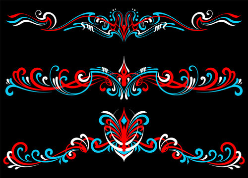Floral art illustration. Vintage pinstripes art motorcycle and car. Retro and vintage ornaments. For vinyl sticker, painting template, tattoo, apparel, merchandise, border, frame. Vector Eps 10.