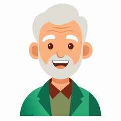 Cheerful cartoon old man illustration – senior male in flat minimal style for lifestyle, aged care, and health-themed sticker packs or visuals