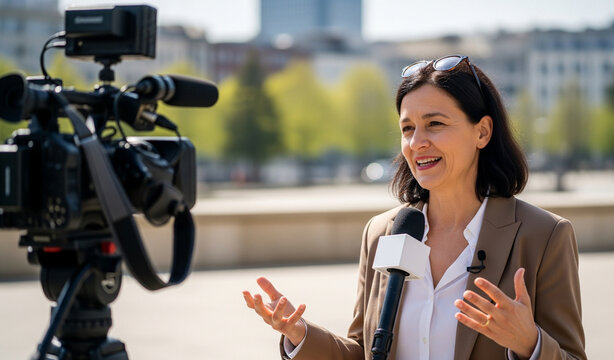 young woman with camera
