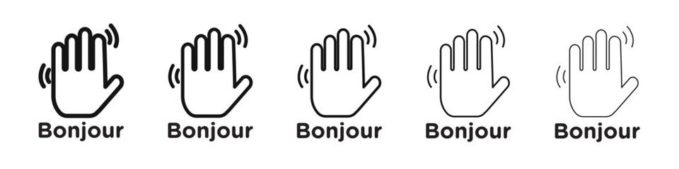 Bonjour icon thin flat outline style vector sign © Devayat