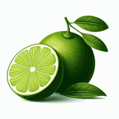 green lime with leaf