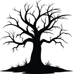 Silhouette of a big dead tree in the forest with PNG, JPEG