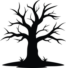 Silhouette of a big dead tree in the forest with PNG, JPEG