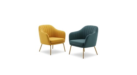 Obraz premium Two Armchairs Displayed Against a Plain Backdrop Showcasing Furniture Design