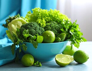 Fresh green vegetables in a bowl