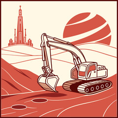 Excavator vehicle working