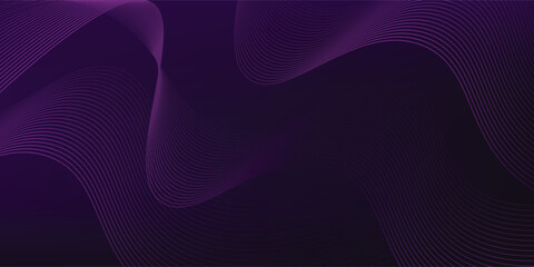 Abstract glowing neon blue and pink wave light lines on dark purple background.