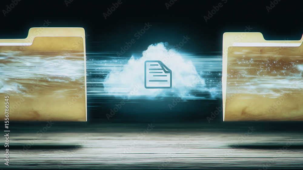Poster cloud data transfer: visualize the secure movement of information between file folders. a conceptual