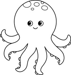 Octopus Outline Coloring Page for Kids

