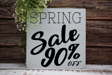 Spring Sale 90% Promotion Offer Discount Retail Shopping Concept