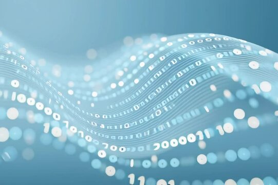 Flujo de datos binarios en fondo azul abstracto