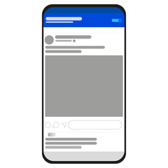 Flat Illustration of Social Media Post Interface on Smartphone PNG