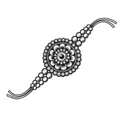 Obraz premium Elegant black and white floral rakhi design for indian festival celebration