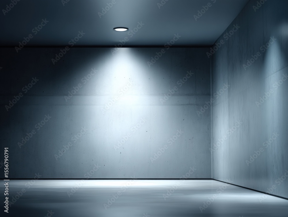 Poster minimalist room with concrete wall and floor under soft overhead lighting creating modern abstract i