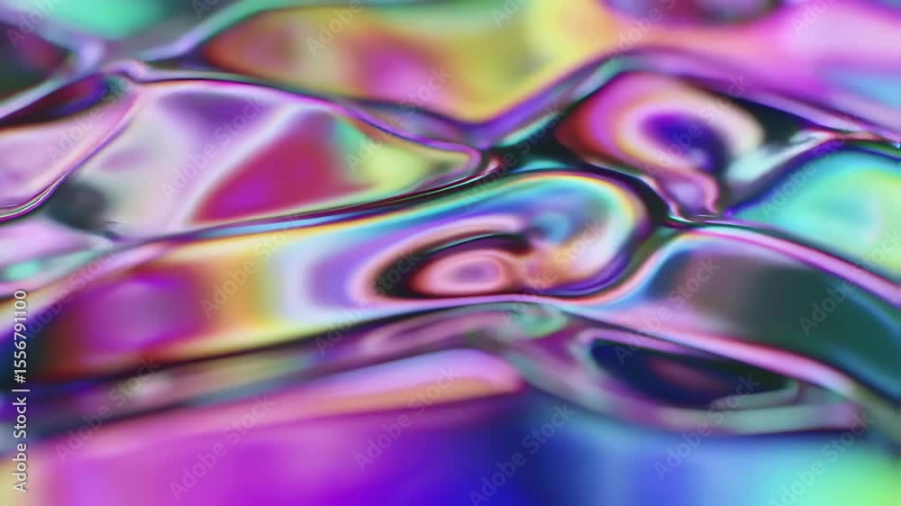 Aufkleber Abstract holographic fluid texture loop with vibrant iridescent colors in motion, flowing pattern. Generated AI