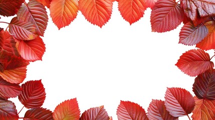 Fototapeta premium Autumn Red Leaves Frame Border Background