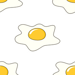 Seamless Pattern with Cartoon Fried Eggs