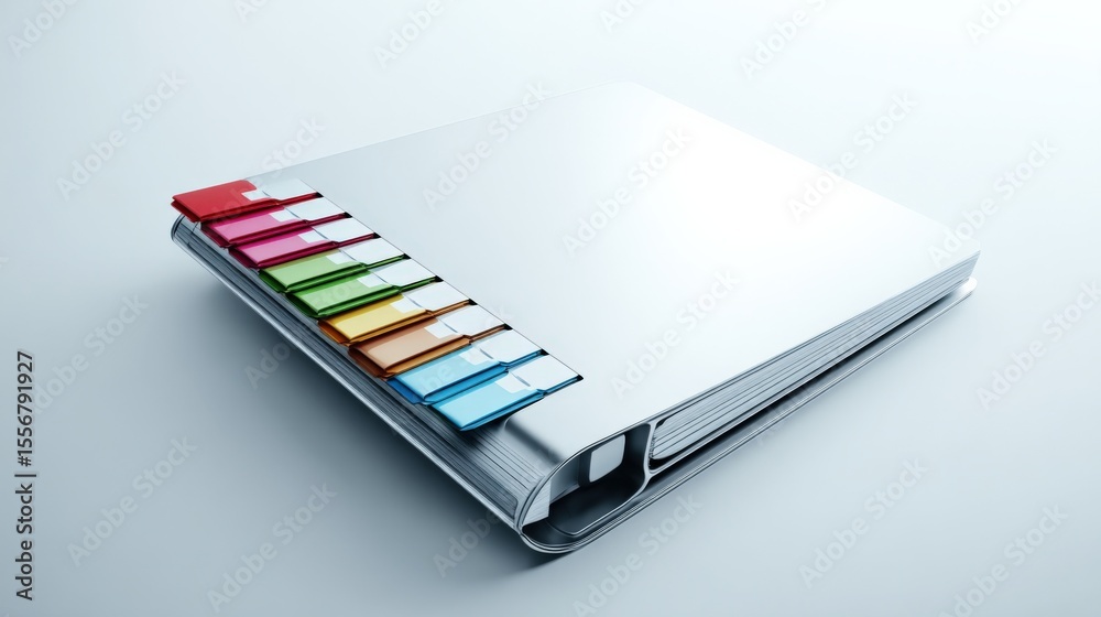 Poster Stack of colorful lined notepads with white pages and spiral binding on a light blue background for writing or note taking design