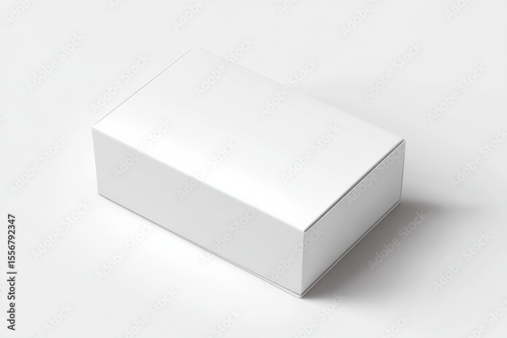 Poster Plain White Rectangular Cardboard Box Isolated on White Background for Packaging or Storage Use