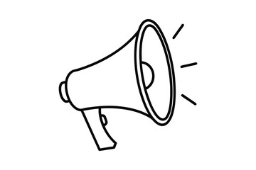 Black and white Business marketing megaphone line art icon