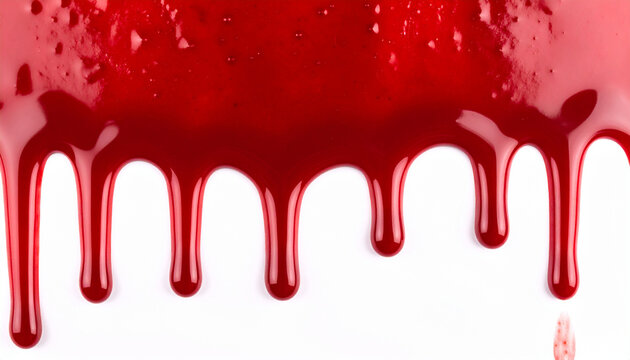 濃厚な赤い血液が滴るマクロ断面フロー – Macro Shot of Dripping Thick Blood with Vivid Red Cross-Section Flow