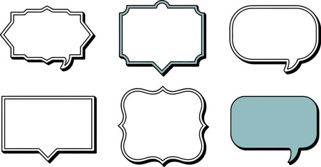 Vintage speech bubbles vector set for message promotion and communication design graphic element collection vector illustration