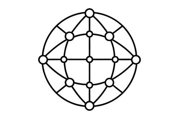 Globalization line art vector illustration with network icon