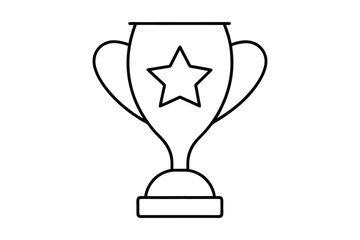 golden trophy cup line art vector