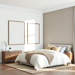 Modern minimalist bedroom design with neutral tones