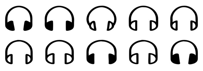 Headphones icons set. Vector illustration