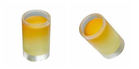 Refreshing citrus cocktail in a frosted shot glass with yellow-orange hues, perfect for bar menus, summer drinks, and vibrant celebration-themed designs.