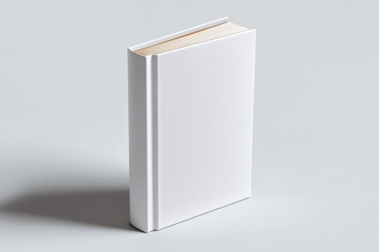 Clean hardcover book mockup standing upright with clean white dust jacket