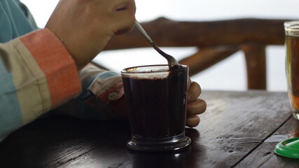 glass of coffe on a table
