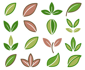 Naklejka premium Two leaves icon. Leaf symbol. Nature organic isolated illustration. Vegetarian or vegan label. Green eco logo.