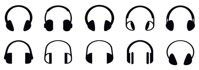Headphones icons set. Vector illustration